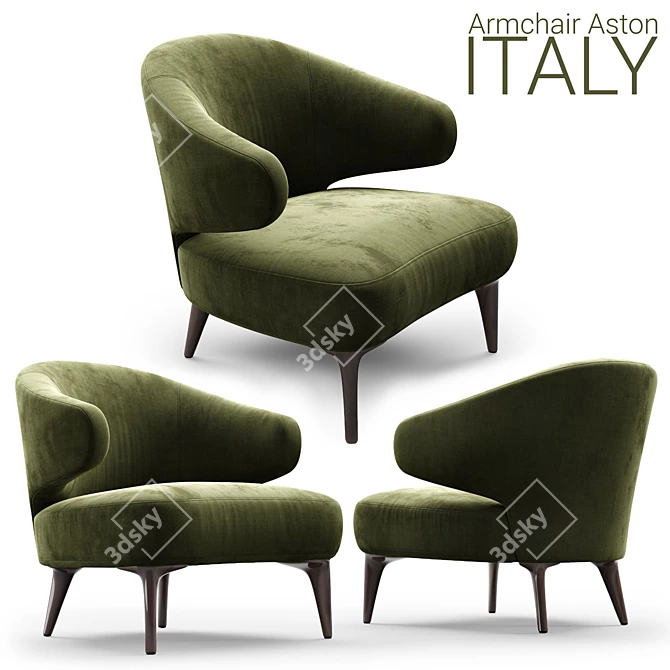 Minotti Aston Armchair in Olive 3D model image 1