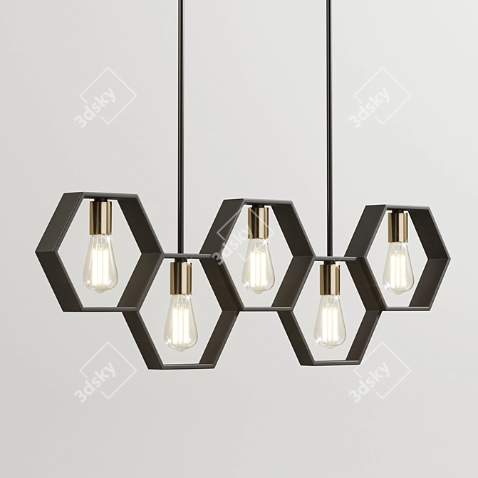 Sleek Hexagon Linear Light 3D model image 2