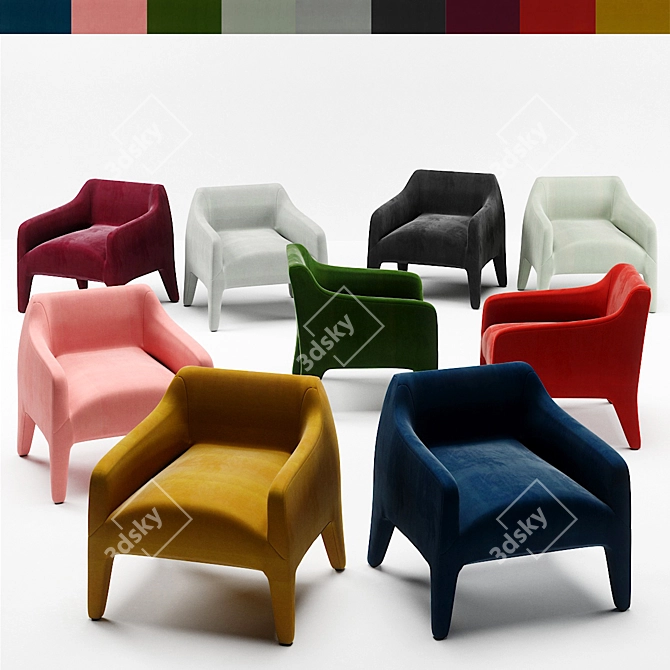 Kelly Armchair: Stylish Comfort with Customizable Colors 3D model image 2