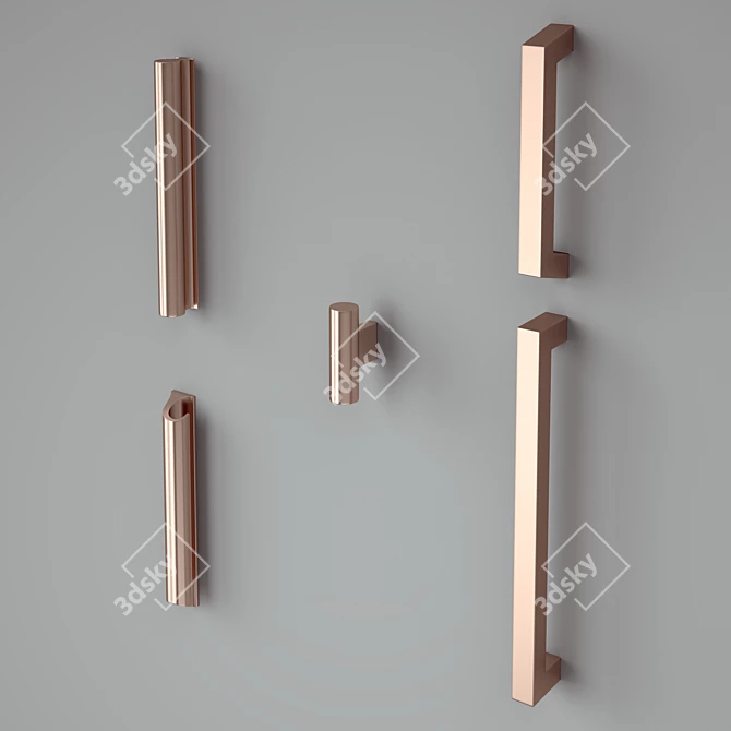 Copper Handle Collection: Versatile Furniture Accessories 3D model image 1