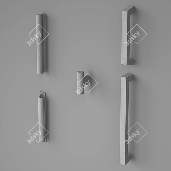 Copper Handle Collection: Versatile Furniture Accessories 3D model image 2