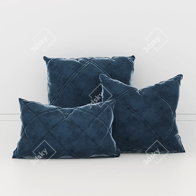 LMM Quilted Cushion Set: Detailed 3D Model with Realistic Corona Shaders 3D model image 1