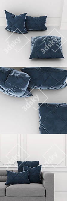 LMM Quilted Cushion Set: Detailed 3D Model with Realistic Corona Shaders 3D model image 3