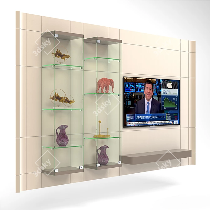 Sleek Glass Display TV Stand 3D model image 2