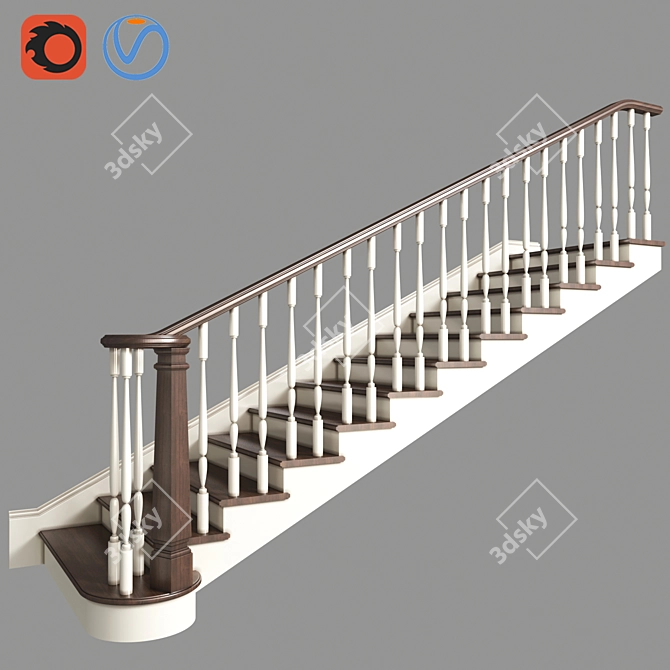 Modern Steel Staircase Design 3D model image 1