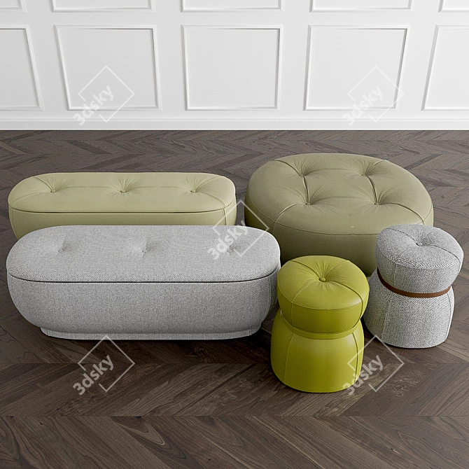 Elegant Lepli Ottoman 3D model image 2