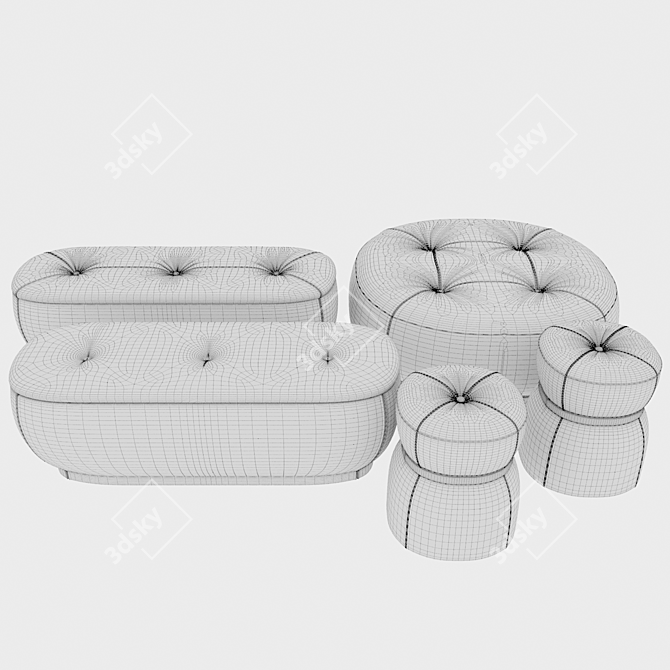 Elegant Lepli Ottoman 3D model image 3