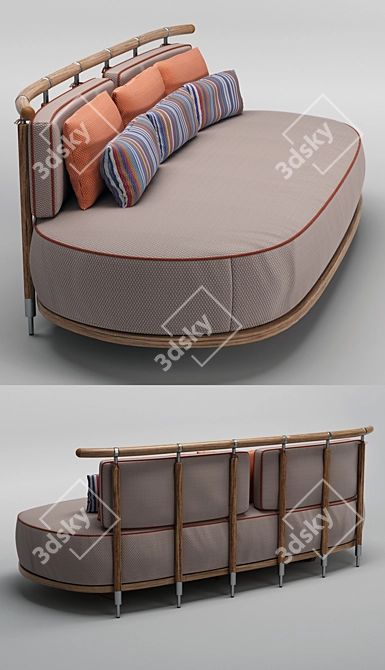 Elegant Teak Wood Sofa: Annibale Colombo Coriandolo 3D model image 3