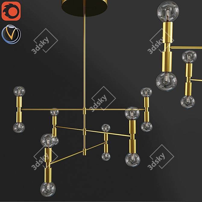 YOKA Gold & Black Pendant Chandelier 3D model image 1