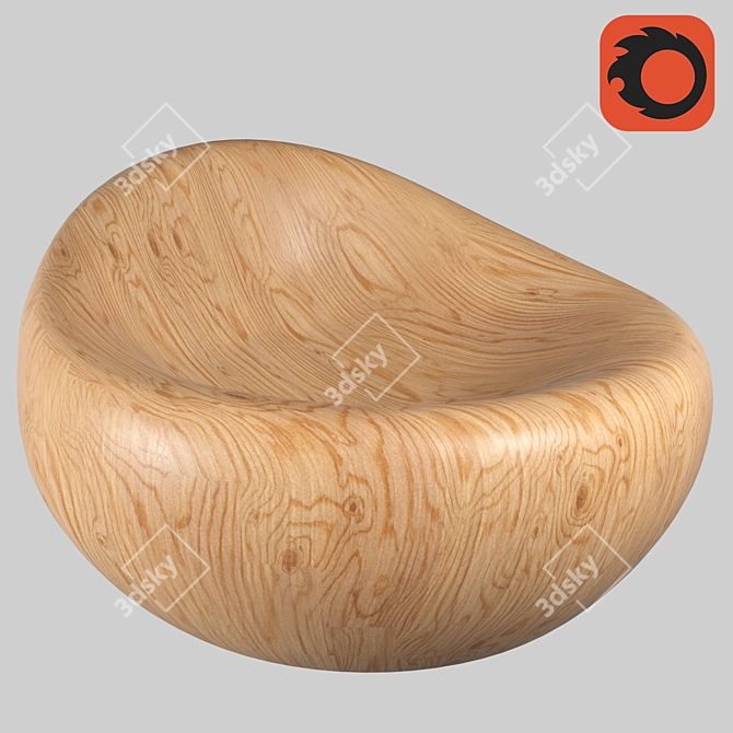 Handcrafted Cedar Armchair 3D model image 1
