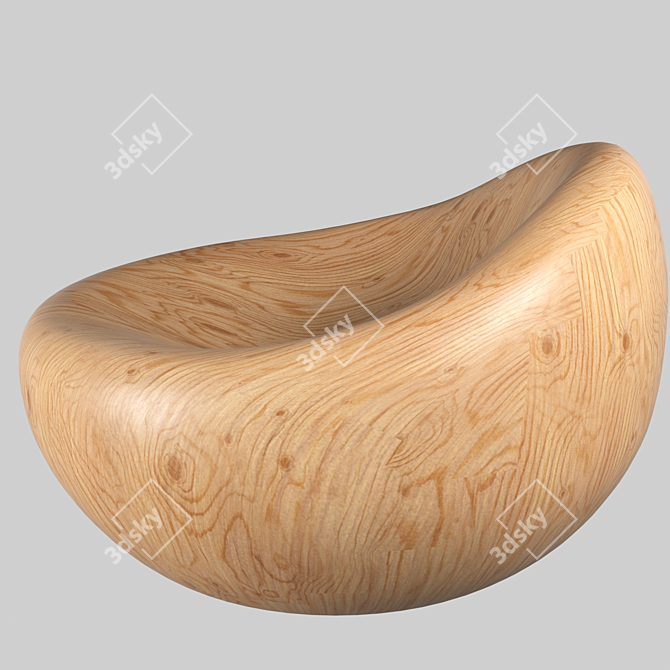 Handcrafted Cedar Armchair 3D model image 2