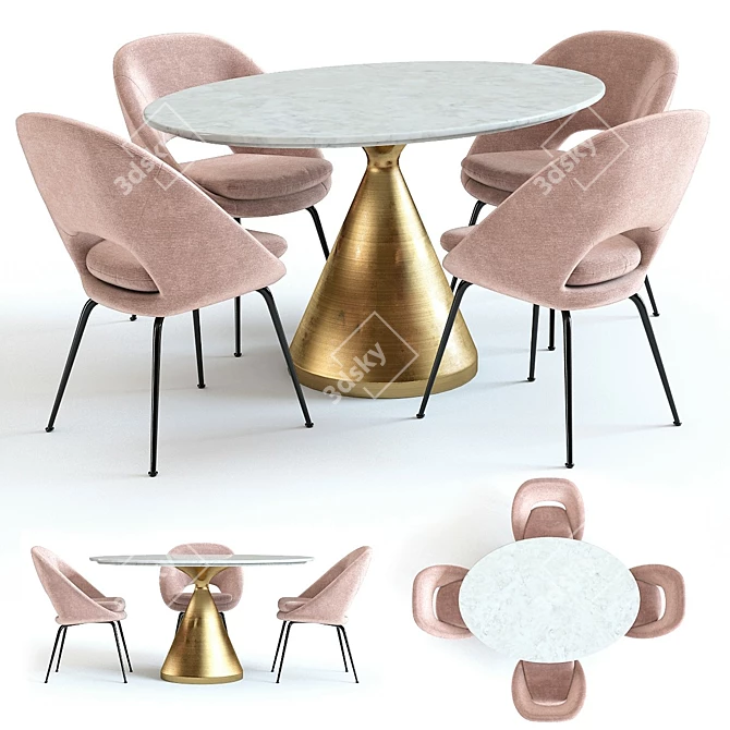 Modern Dining Set: Silhouette Table & Orb Chairs 3D model image 1