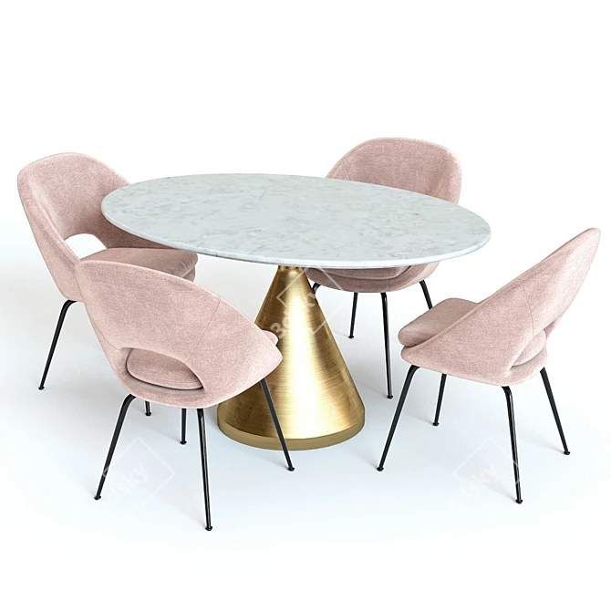 Modern Dining Set: Silhouette Table & Orb Chairs 3D model image 2