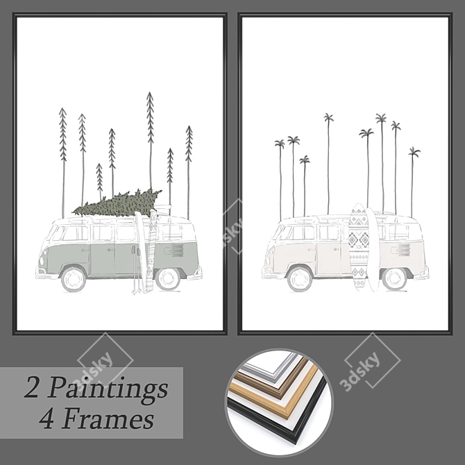 Diverse Set of Wall Paintings 3D model image 1