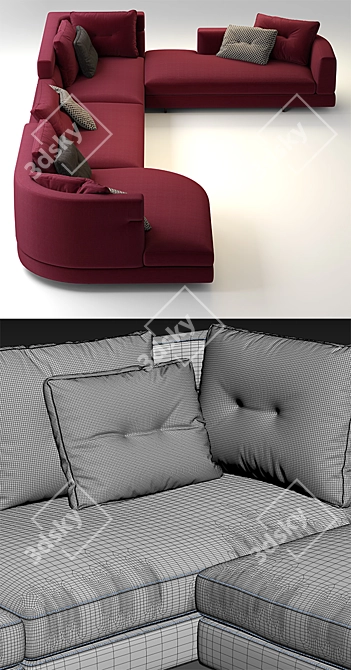 Elegant Minotti Alexander Sofa 3D model image 3