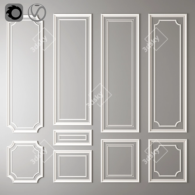 Elegant Scrollwork Decorative molding 3D model image 1