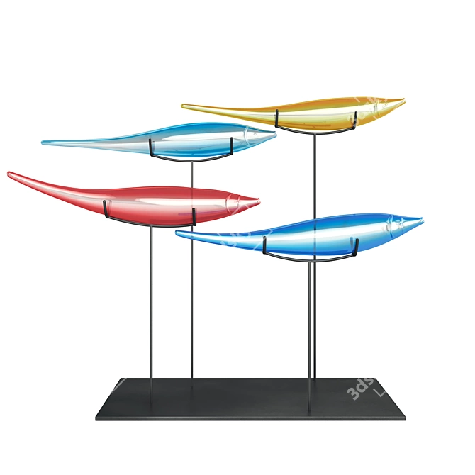 Vibrant Glass Fish Decor 3D model image 1