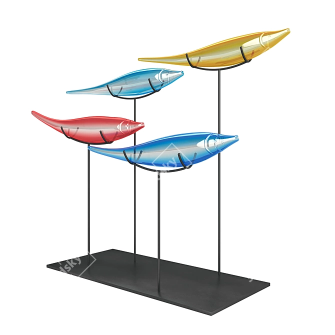 Vibrant Glass Fish Decor 3D model image 2