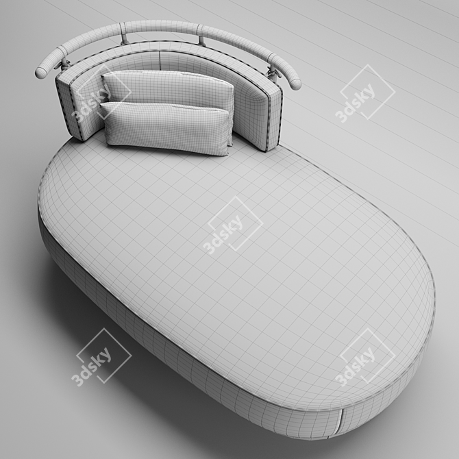 Marine-Inspired Teak Chaise Longue 3D model image 3