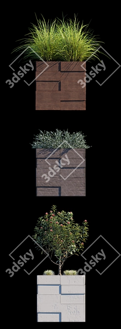 Sleek Outdoor Set with BP60 Pot 3D model image 2