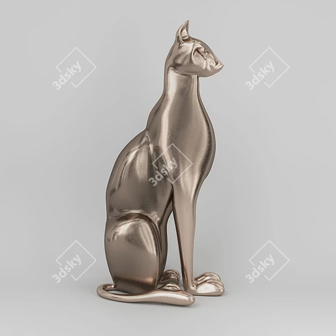 Egyptian Majesty: Abhika Cat Sculpture 3D model image 1