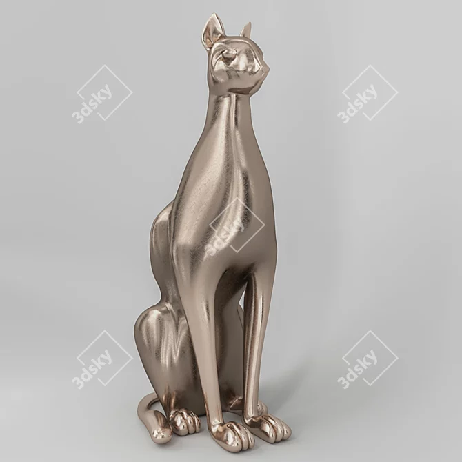 Egyptian Majesty: Abhika Cat Sculpture 3D model image 2