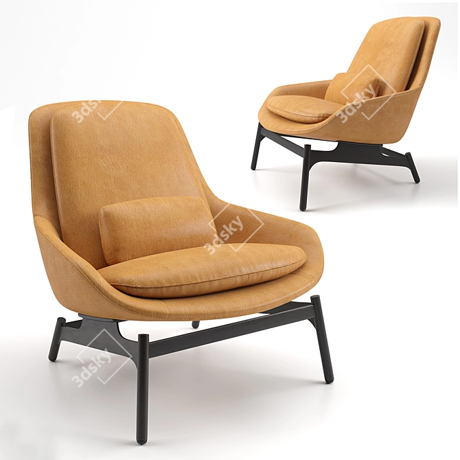 Blu Dot Leather Field Lounge Chair: Sleek and Sophisticated Comfort 3D model image 1