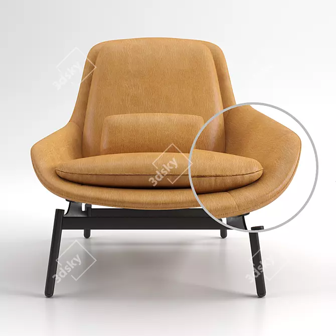 Blu Dot Leather Field Lounge Chair: Sleek and Sophisticated Comfort 3D model image 2