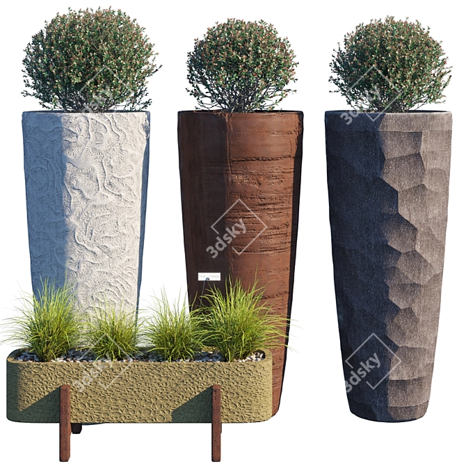 Outdoor Set 11: 2200mm Tall Pot 3D model image 1