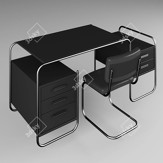 Title: Thonet Chrome Office Table 3D model image 1