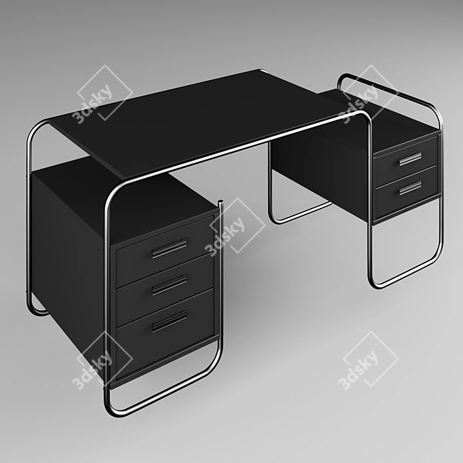 Title: Thonet Chrome Office Table 3D model image 2