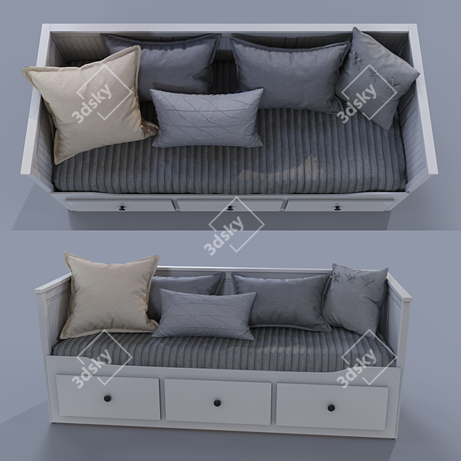 IKEA Hemnes Bed Set: JOFRID, HARORT, ANGSLILJA, VEKETAG, AINA 3D model image 1