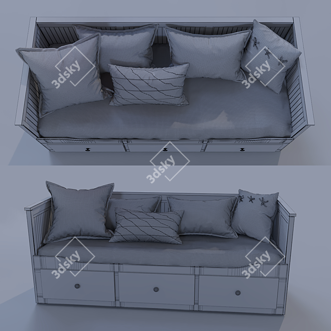 IKEA Hemnes Bed Set: JOFRID, HARORT, ANGSLILJA, VEKETAG, AINA 3D model image 2