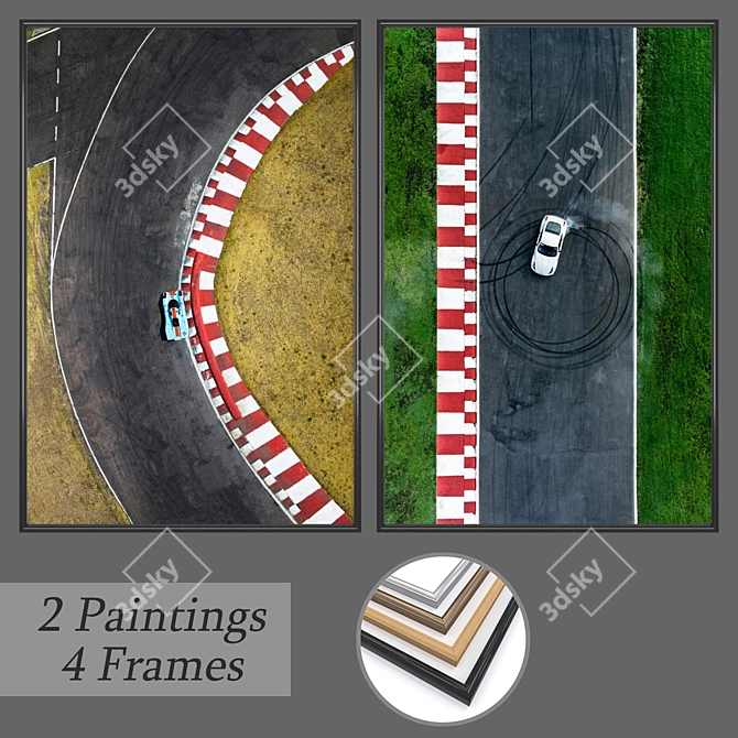 2-Piece Wall Painting Set with 4 Frame Options 3D model image 1