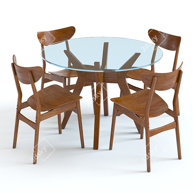 West Elm Wren Jensen Table & Chairs Set 3D model image 1