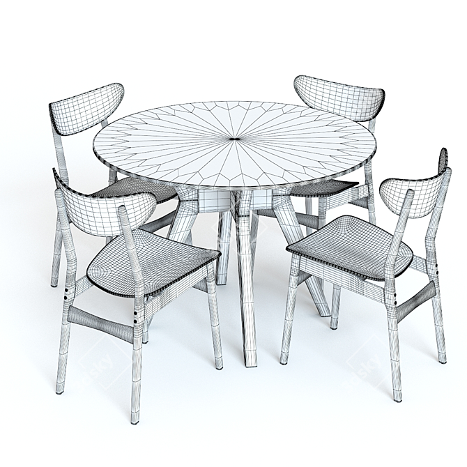 West Elm Wren Jensen Table & Chairs Set 3D model image 3