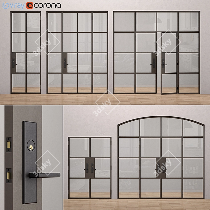 Rehme 1 Steel Doors: Stylish and Secure 3D model image 1