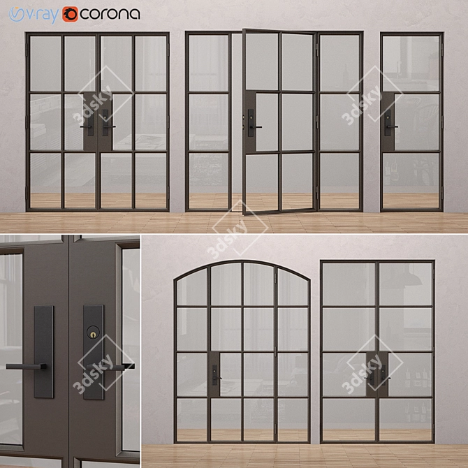 Sleek Steel Doors: Rehme 3 3D model image 1