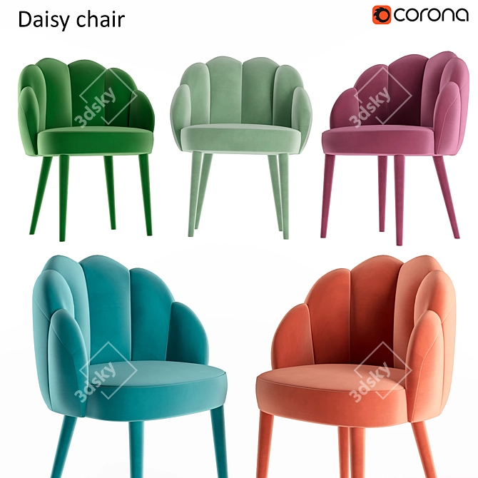 Modern Floral Accent Chair 3D model image 1