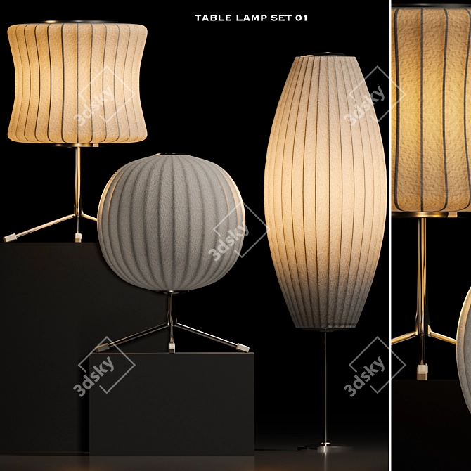 3ds Max Table Lamp Set 3D model image 1