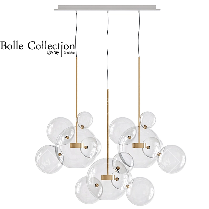 Elegant Bolle Glass Collection 3D model image 1