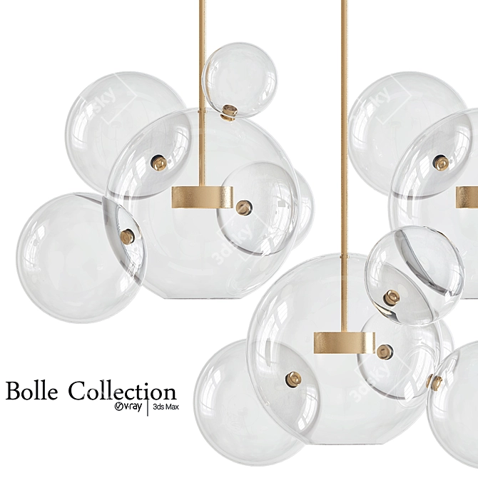 Elegant Bolle Glass Collection 3D model image 2