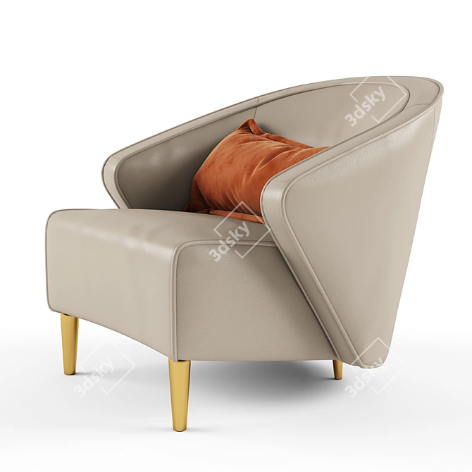 WAVE Leather Armchair: Elegant & Enveloping 3D model image 1