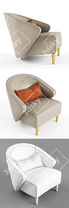 WAVE Leather Armchair: Elegant & Enveloping 3D model image 3