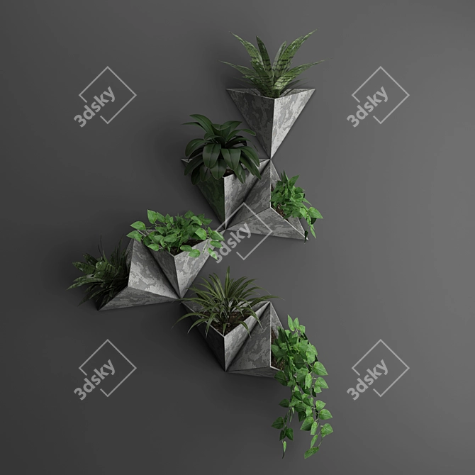 Leafy Hang Wall Planter 3D model image 1