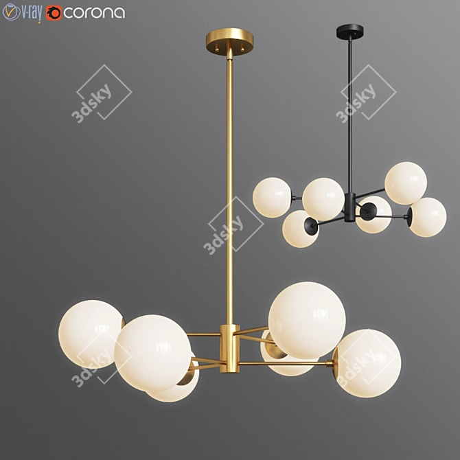 Bellago Brass Glass 6-Light Chandelier 3D model image 1