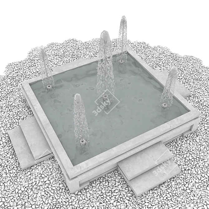 Contemporary Landscape Fountain 3D model image 1