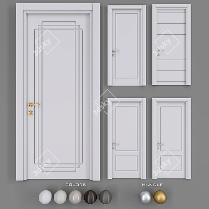 Italon Uno Door Set: 5 Colors, 2 Handle Options 3D model image 1