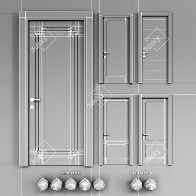 Italon Uno Door Set: 5 Colors, 2 Handle Options 3D model image 3