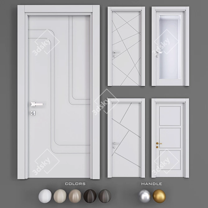 Italon Uno 5-Color Door Set 3D model image 1